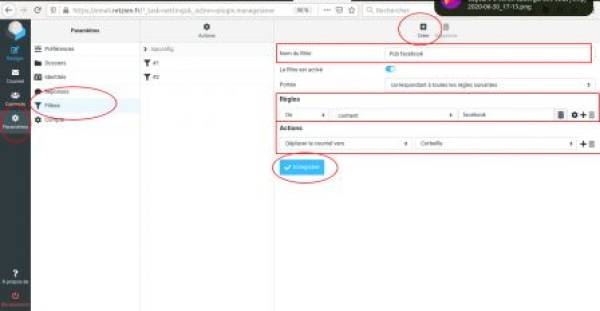 Exemple de filtre dans le webmail Exemple de filtre dans le webmail